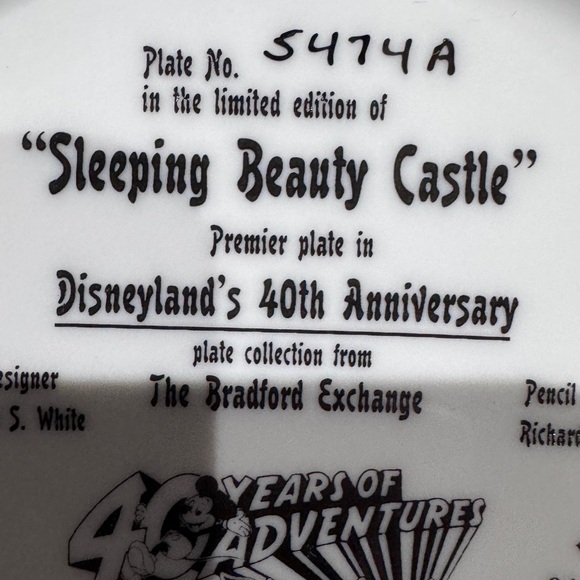 ✨ Vintage 40th Anniversary Disneyland Commemorative Plate with Mickey and Minnie - Picture 9 of 14